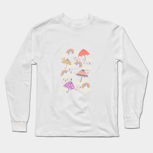 Spring Rain on Aqua Long Sleeve T-Shirt